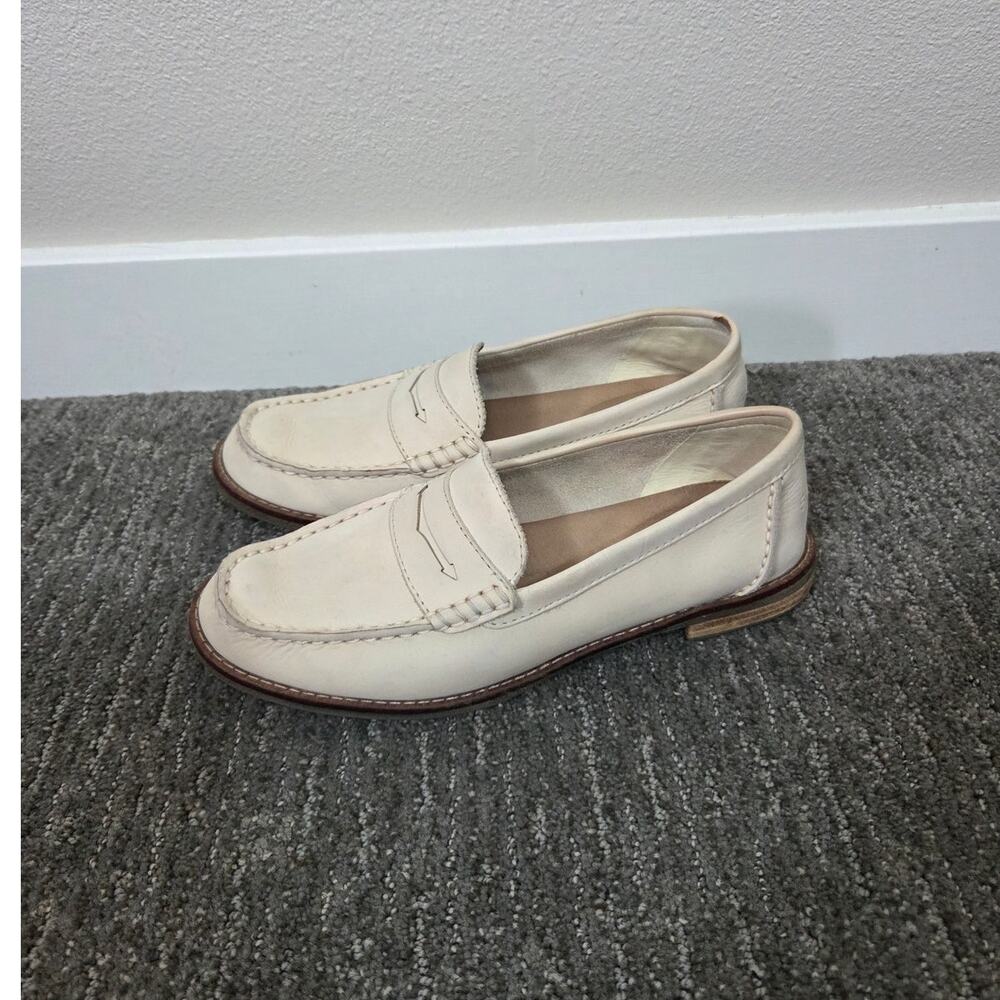 Sperry Seaport Woman's Cream Leather Elevated Penny Loafer Size 5